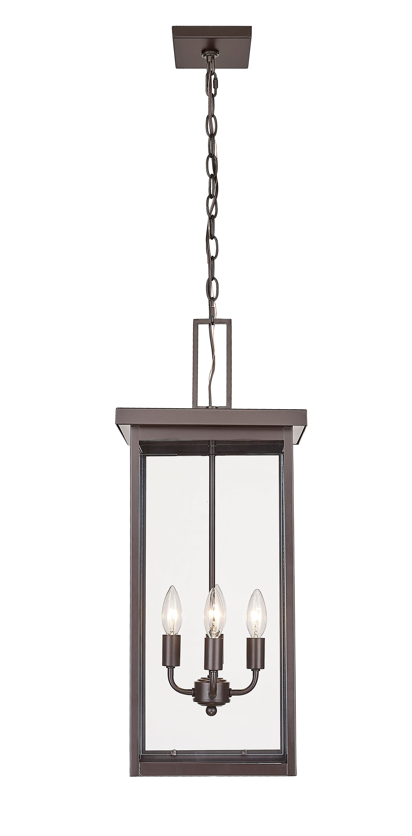27-inch Barkeley Powder Coated Bronze 4-Light Outdoor Hanging Lantern with Clear Glass
