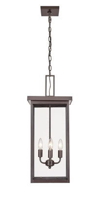 27-inch Barkeley Powder Coated Bronze 4-Light Outdoor Hanging Lantern with Clear Glass