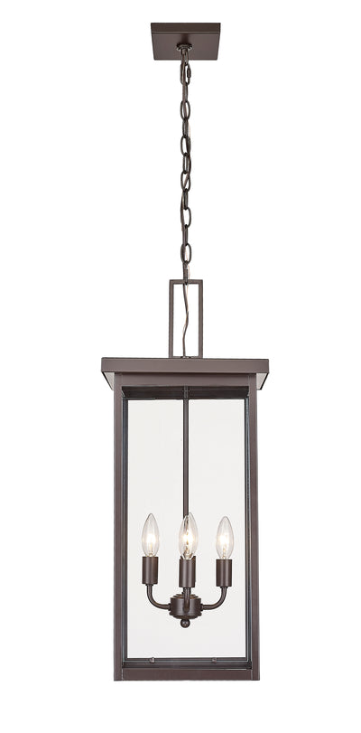 27-inch Barkeley Powder Coated Bronze 4-Light Outdoor Hanging Lantern with Clear Glass