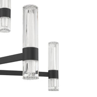 Ristretto 42-inch 18-light Matte Black LED Chandelier with Clear Ribbed and White Acrylic Shades