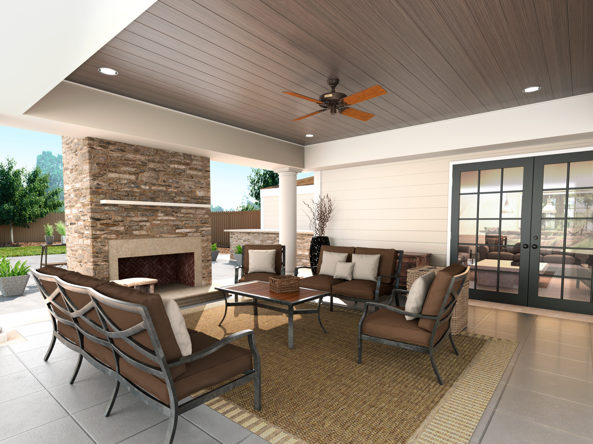 52 inch Original Chestnut Brown Damp Rated Ceiling Fan and Pull Chain