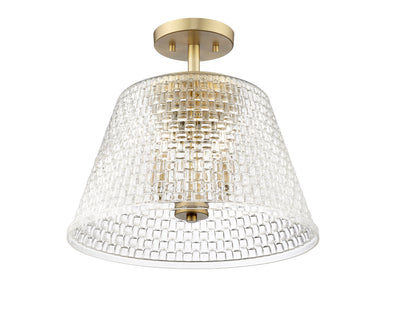 13.5'' Saben Vintage Brass 3 Light Semi-Flush Mount