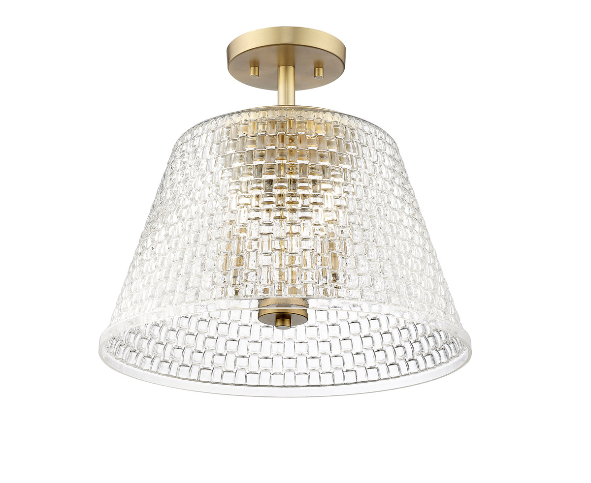 13.5'' Saben Vintage Brass 3 Light Semi-Flush Mount
