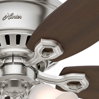 52 inch Builder Brushed Nickel Low Profile Ceiling Fan with LED Light Kit and Pull Chain