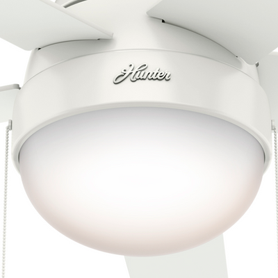 46 inch Anslee Fresh White Low Profile Ceiling Fan with LED Light Kit and Pull Chain