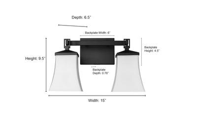 15'' Sonorra Matte Black 2 Light Bath Vanity