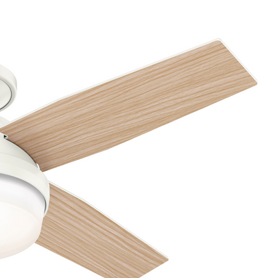44 inch Dempsey Fresh White Low Profile Damp Rated Ceiling Fan with LED Light Kit and Handheld Remote