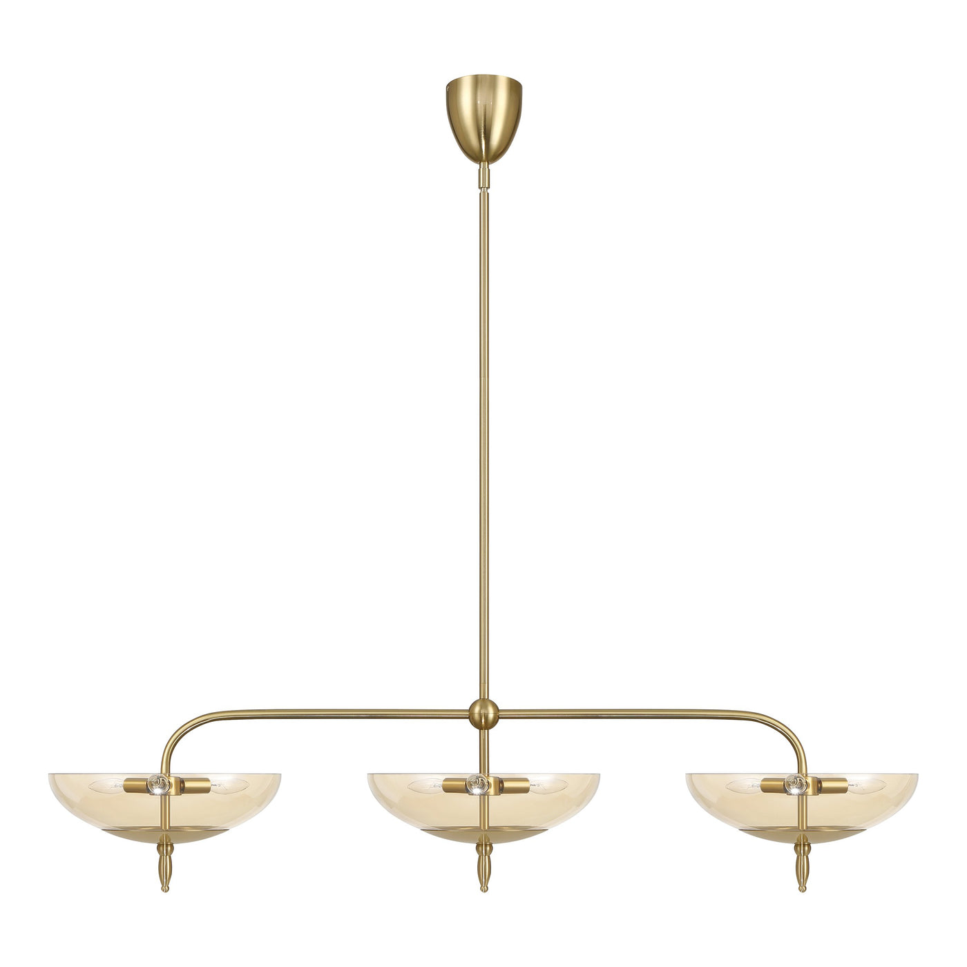 Fiorello 54-inch 9-light Brushed Gold Linear Chandelier with Smoked Amber Glass Shades