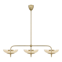 Fiorello 54-inch 9-light Brushed Gold Linear Chandelier with Smoked Amber Glass Shades
