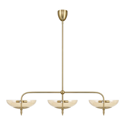 Fiorello 54-inch 9-light Brushed Gold Linear Chandelier with Smoked Amber Glass Shades