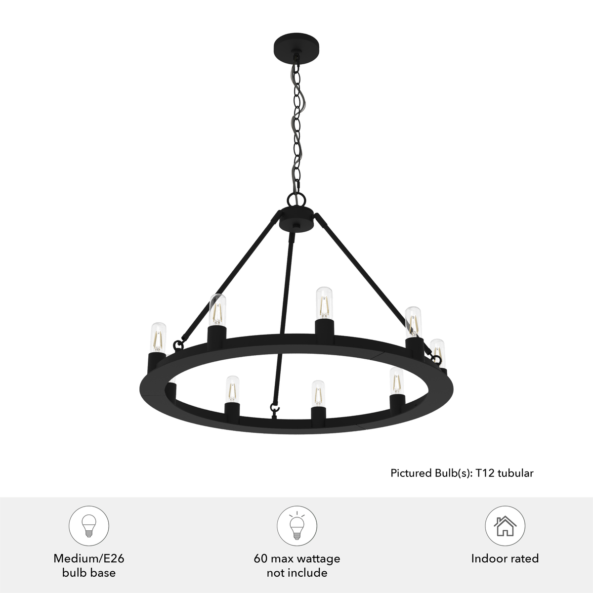 Saddlewood 30-inch 9-light Natural Black Iron Chandelier
