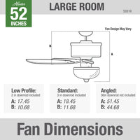 52 inch Newsome Fresh White LED Ceiling Fan with Pull Chain