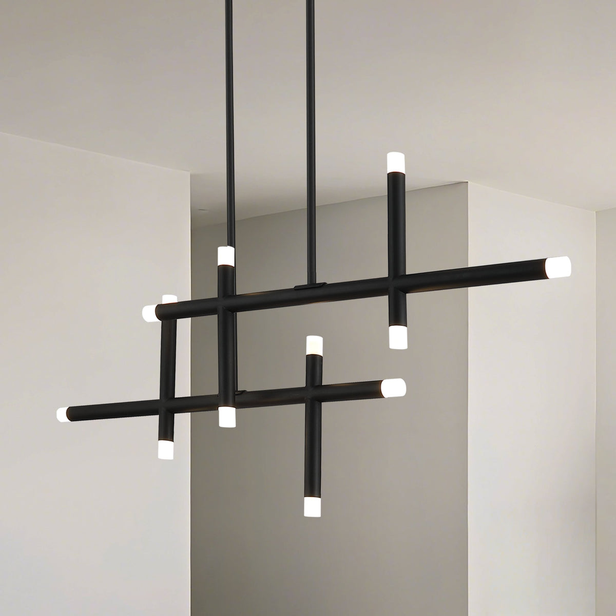 Manhattan 48-inch 12-light Matte Black LED Linear Chandelier
