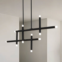 Manhattan 48-inch 12-light Matte Black LED Linear Chandelier