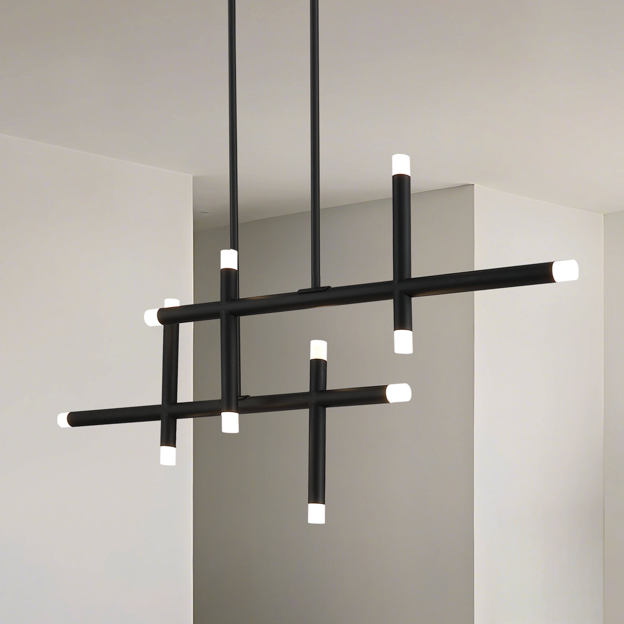 Manhattan 48-inch 12-light Matte Black LED Linear Chandelier
