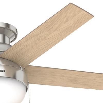 46 inch Anslee Brushed Nickel Low Profile Ceiling Fan with LED Light Kit and Pull Chain