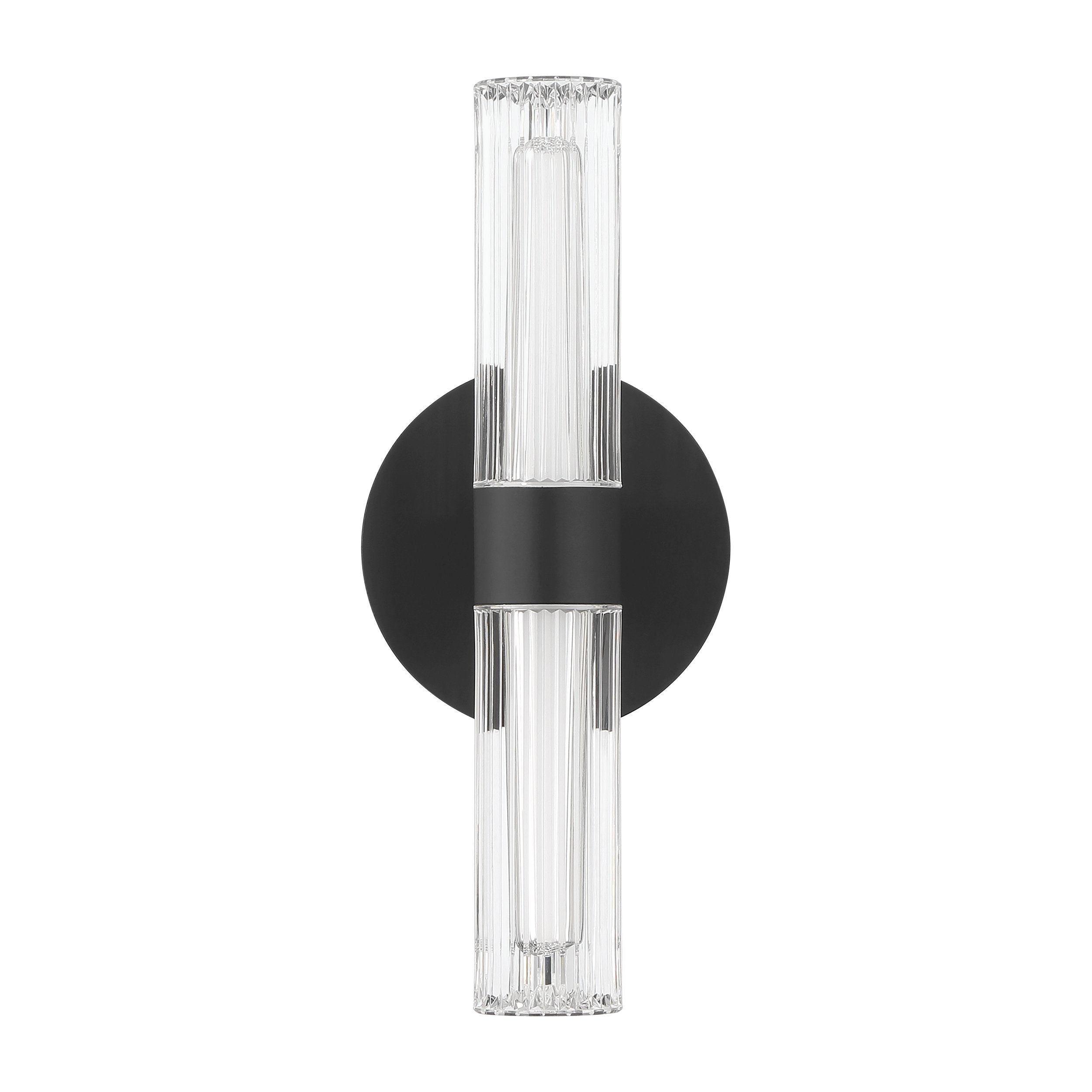 Ristretto 13-inch 2-light Matte Black LED Wall Sconce with Clear Ribbed and White Acrylic Shades