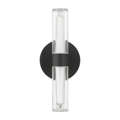 Ristretto 13-inch 2-light Matte Black LED Wall Sconce with Clear Ribbed and White Acrylic Shades