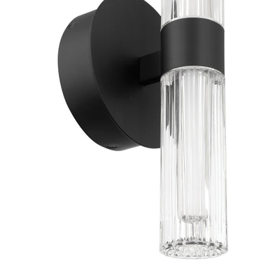 Ristretto 13-inch 2-light Matte Black LED Wall Sconce with Clear Ribbed and White Acrylic Shades