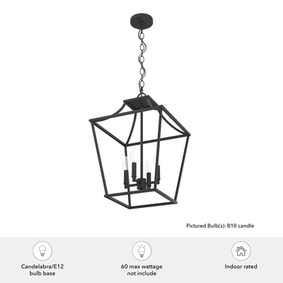 Laurel Ridge 15-inch 4-light Natural Black Iron Lantern Pendant