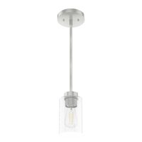 Hartland 4-inch 1-light Brushed Nickel Pendant with Seeded Glass