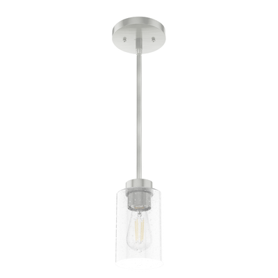 Hartland 4-inch 1-light Brushed Nickel Pendant with Seeded Glass