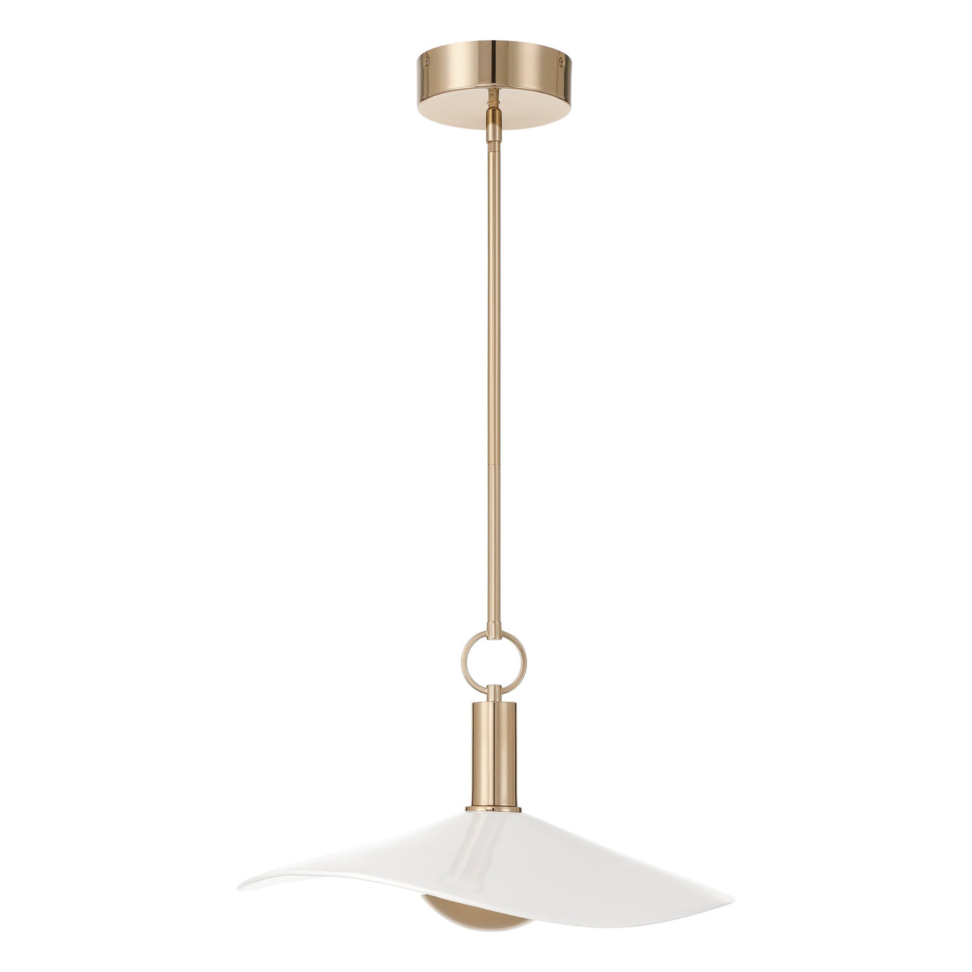 Novella 18-inch Polished Gold LED Convertible Pendant with White Glazed Ceramic Shade