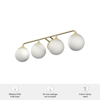 Hepburn 30-inch 4-light Modern Brass Vanity Light with Cased White Glass