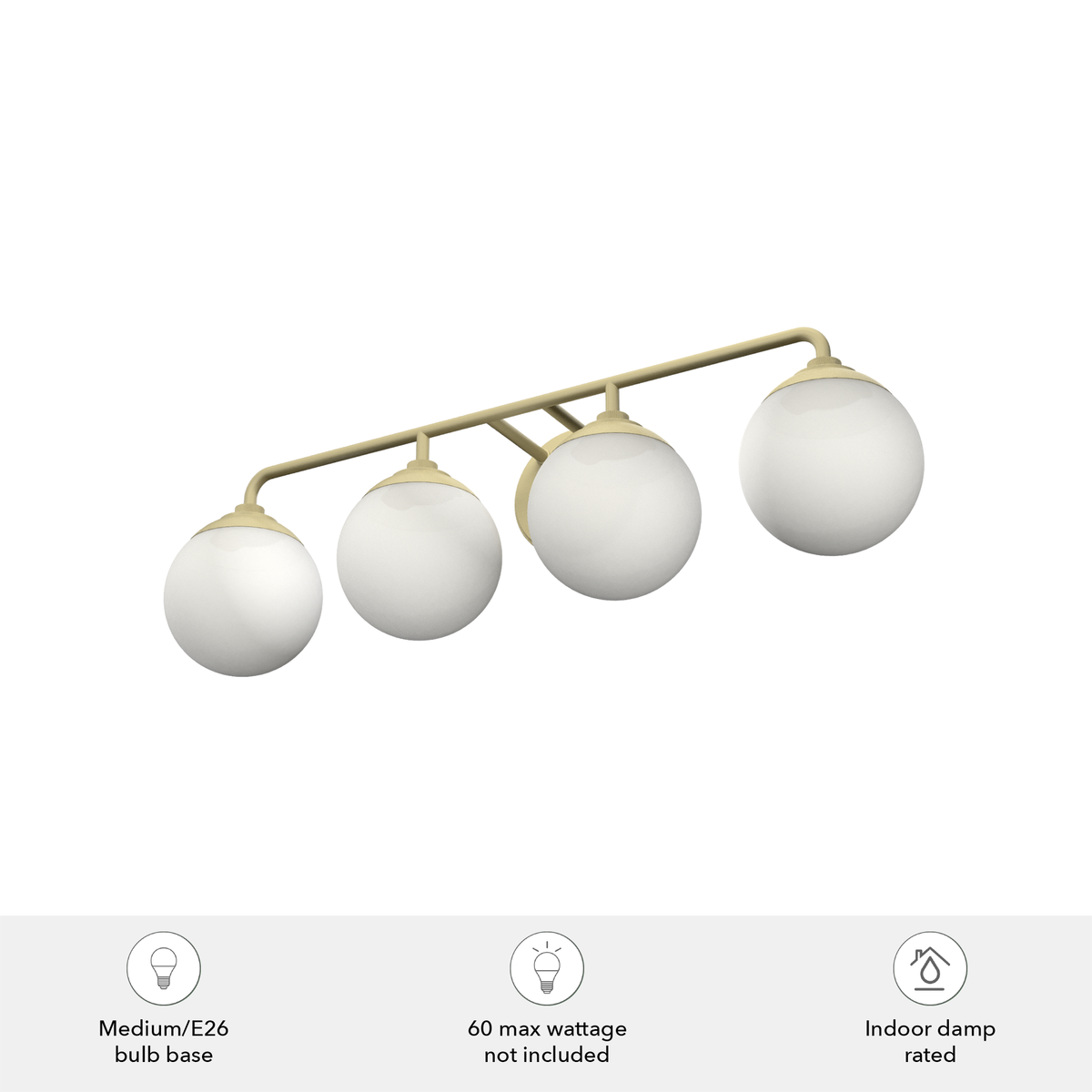 Hepburn 30-inch 4-light Modern Brass Vanity Light with Cased White Glass
