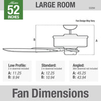 52 inch Builder Matte Black Damp Rated Ceiling Fan and Pull Chain