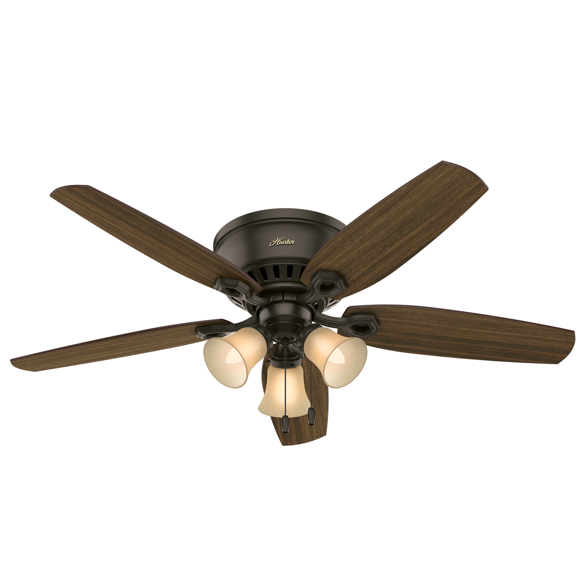 52 inch Builder New Bronze Low Profile Ceiling Fan with LED Light Kit and Pull Chain