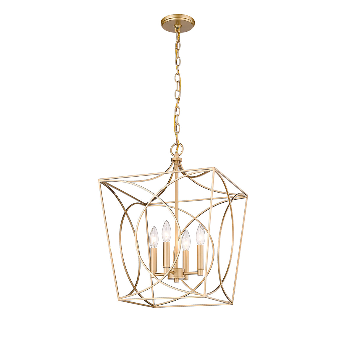 22'' Tracy Painted Modern Gold 4 Light Pendant