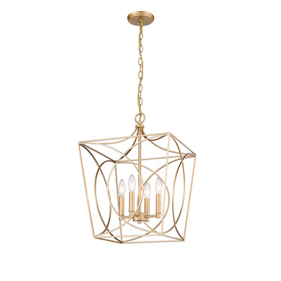 22'' Tracy Painted Modern Gold 4 Light Pendant
