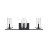 Jared 24-inch 3-light Matte Black Vanity Light with Clear Glass Shades