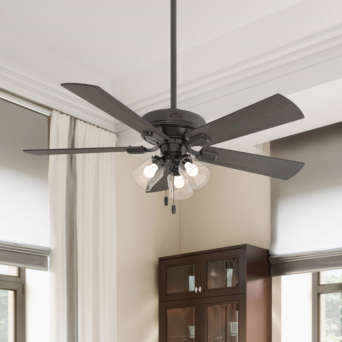 52 inch Crestfield Noble Bronze Ceiling Fan with LED Light Kit and Pull Chain