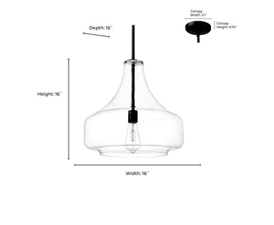 16'' Madelynn Matte Black 1 Light Pendant