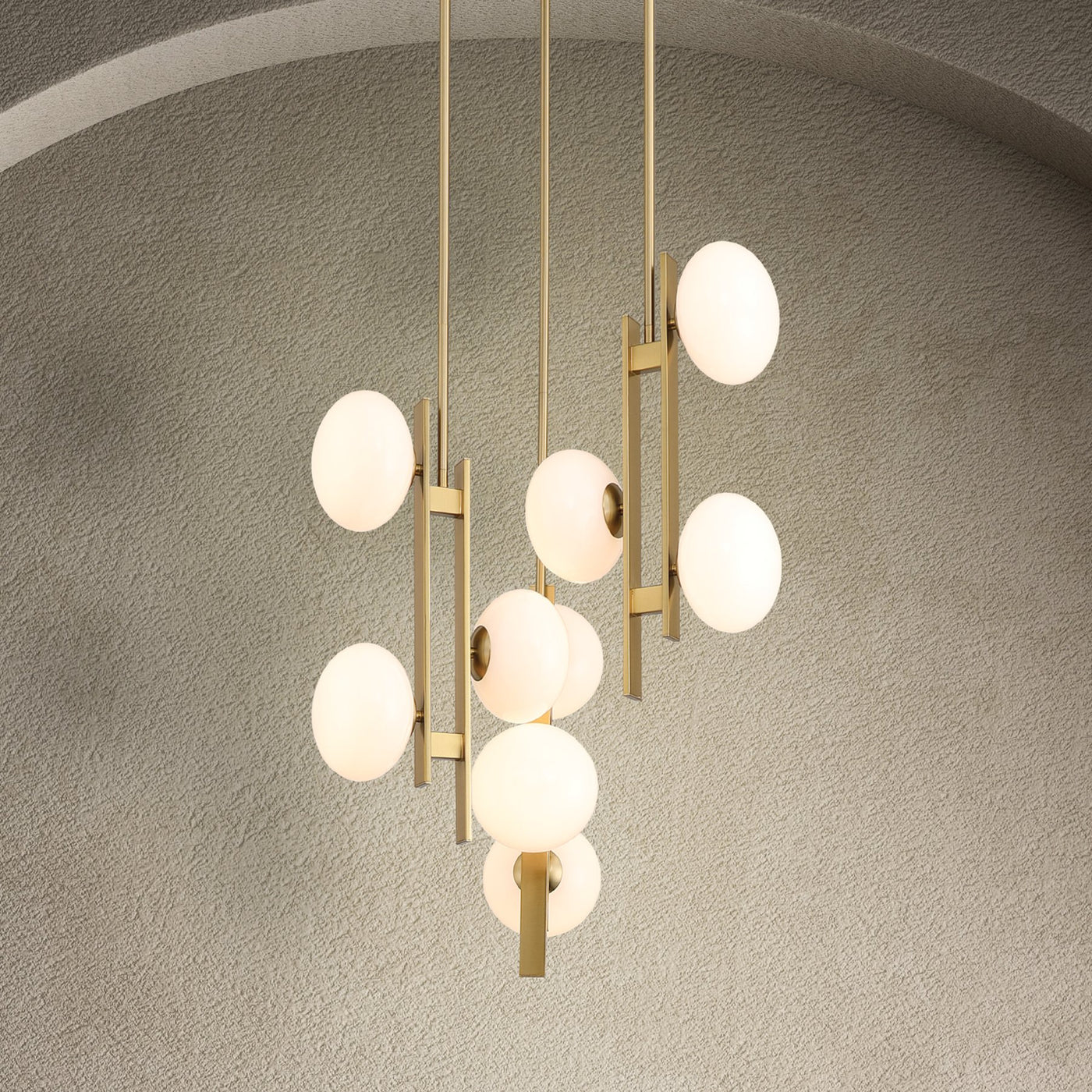 Julep 22-inch 9-light Brushed Gold Chandelier with Opal Glass Shades