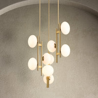 Julep 22-inch 9-light Brushed Gold Chandelier with Opal Glass Shades