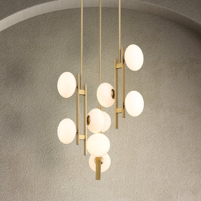 Julep 22-inch 9-light Brushed Gold Chandelier with Opal Glass Shades