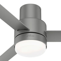 44 inch Gilmour Matte Silver Low Profile Damp Rated Ceiling Fan with LED Light Kit and Handheld Remote