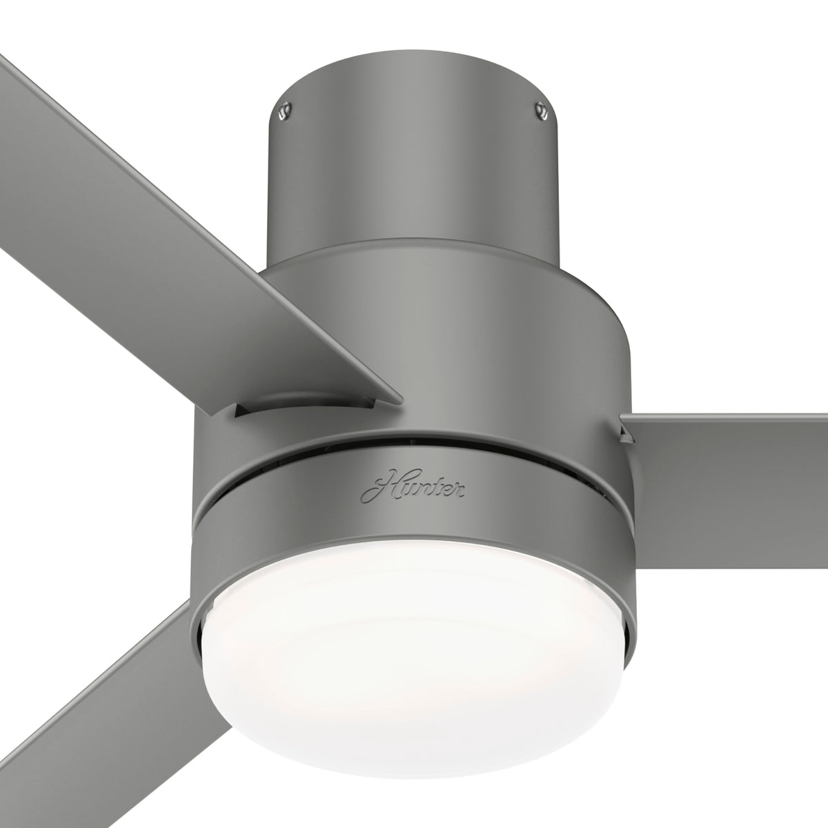 44 inch Gilmour Matte Silver Low Profile Damp Rated Ceiling Fan with LED Light Kit and Handheld Remote