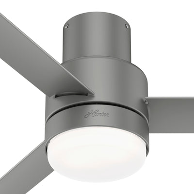 44 inch Gilmour Matte Silver Low Profile Damp Rated Ceiling Fan with LED Light Kit and Handheld Remote
