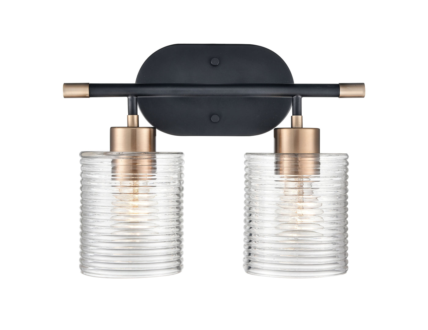 14'' Renitta Matte Black/Modern Gold 2 Light Bath Vanity