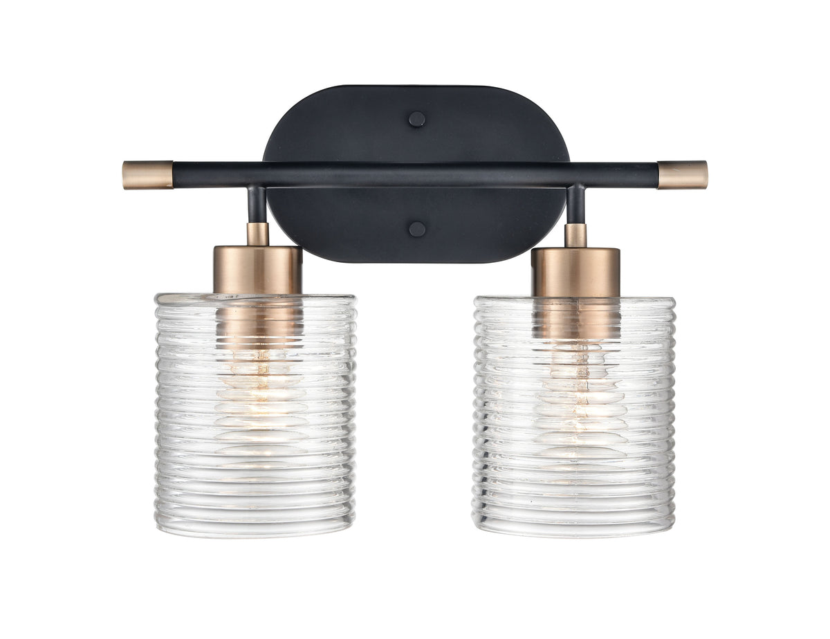 14'' Renitta Matte Black/Modern Gold 2 Light Bath Vanity
