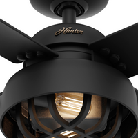 52 inch Spring Mill Matte Black Damp Rated Ceiling Fan with LED Light Kit and Pull Chain