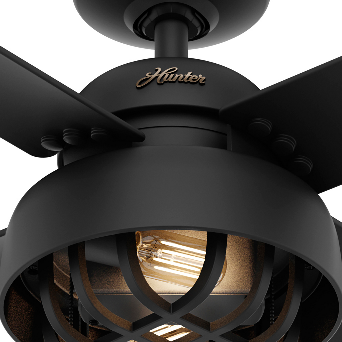 52 inch Spring Mill Matte Black Damp Rated Ceiling Fan with LED Light Kit and Pull Chain