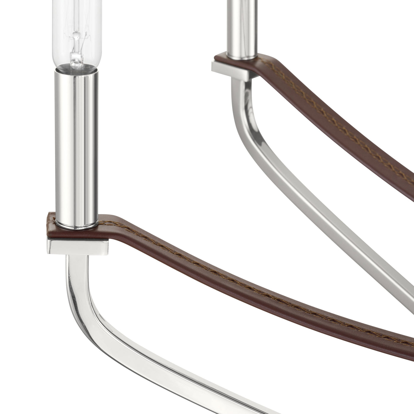 Sussex 36-inch 8-light Polished Nickel and Dark Brown Faux Leather Chandelier