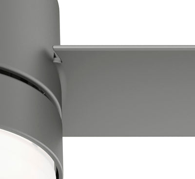 44 inch Gilmour Matte Silver Low Profile Damp Rated Ceiling Fan with LED Light Kit and Handheld Remote