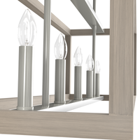 Squire Manor 40-inch 5-light Brushed Nickel and Bleached Wood Linear Chandelier