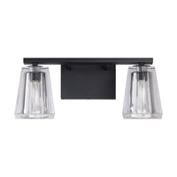 Valentin 15-inch 2-light Matte Black Vanity Light with Clear Pressed Glass Shades